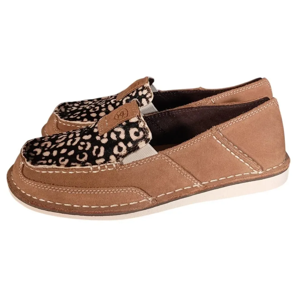 Ariat Loafers Cheetah Print Cruiser Shoes Moc Toe Dyed Cow Womens 7 B Brown